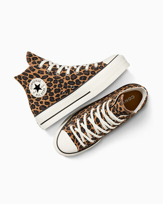 Converse Chuck Taylor All Star Lift Platform Leopard Suede High-Top Shoe For Women In Brown, Size 10 - A17979C
