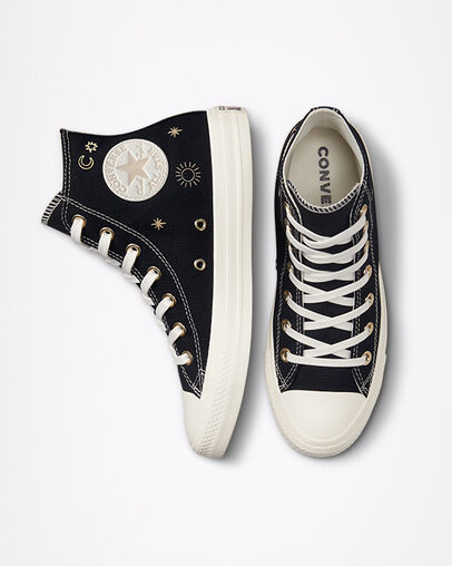 Chuck Taylor All Star Golden Elements Zwart/Light Gold/Egret, Top and Side View