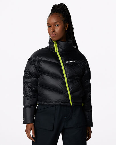 Nouvelle veste en duvet Silo Short Noir Converse, Front View