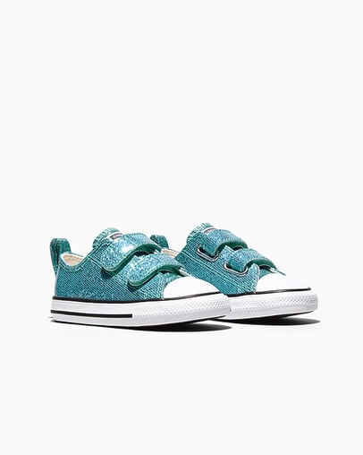 Chuck Taylor All Star Easy-On Glitter Aqua Mirage/White/Black, Top and Side View