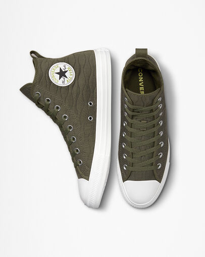 Chuck Taylor All Star Quilted Converse Utility/Utility Green, Top and Side View