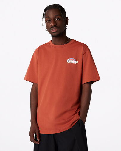 Classic Script Short Sleeve T-Shirt Red Bark, Front View