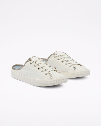 Chuck Taylor All Star Dainty Mule Egret/Light Gold/Egret, Angled View