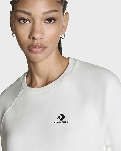 Star Chevron Cropped Crew Neck White, Detail View