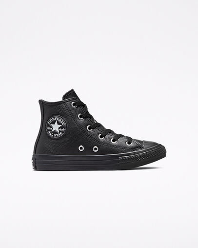 Chuck Taylor All Star Leather Black/Black/Black, Outer Side View