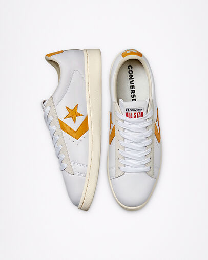 Pro Leather Blanc/Jaune d'or/Aigrette, Top and Side View