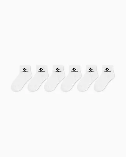 3-Pack Star Chevron Quarter Socks White, Front View