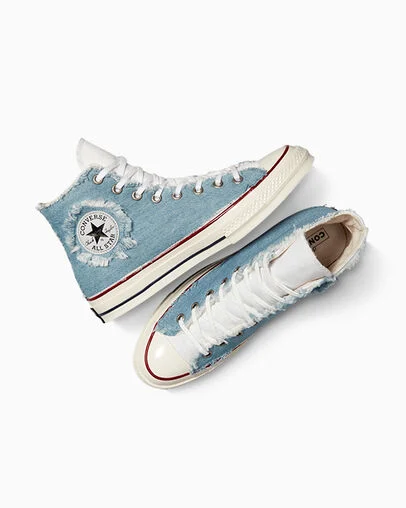 Chuck 70 Frayed Denim Frayed Denim, Angled View