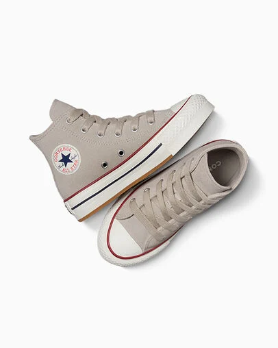 Chuck Taylor All Star EVA Lift Platform Suede Papyrus/Egret/Midnight Navy, Angled View