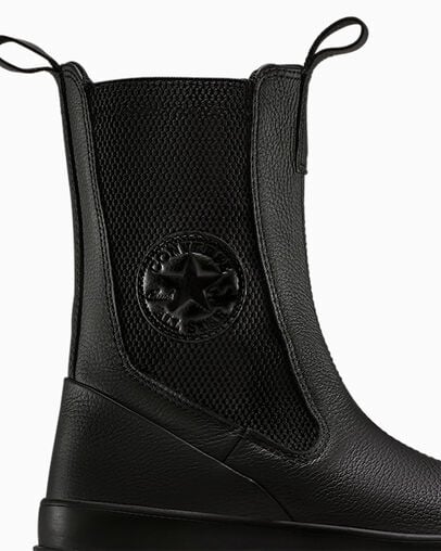 Chuck Taylor All Star Lugged Heel Chelsea Boot Black/Black/Black, Detail Angle View