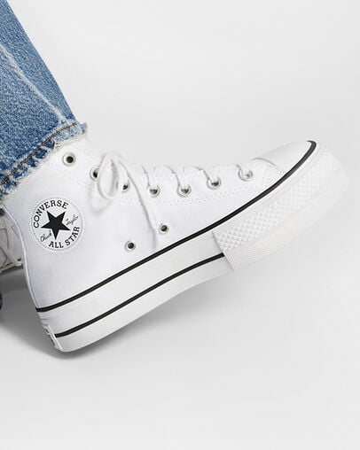 Chuck Taylor All Star Platform Blanc/Noir/Blanc, Reflective View