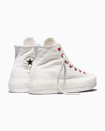 Chuck Taylor All Star Lift Platform Valentine's Day Vintage White/Egret/Days Ahead Red, Heel View