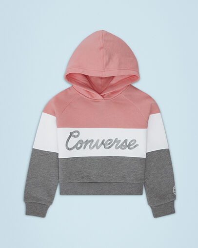 Pull-over hoodie Colorblock Rose c&ocirc;tier, Front View