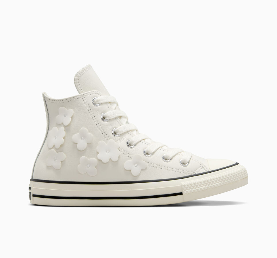 Chuck Taylor All Star Leather 3D Flowers Blanco vintage/Garza/Negro