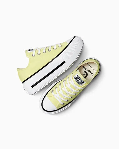 Chuck Taylor All Star Lift Double Stack Platform Canvas Lemon Slushy/Weiß/Schwarz, Angled View