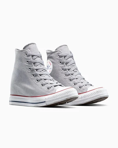 Chuck Taylor All Star Wedge Platform Distressed Bianco Smoke In, Top and Side View
