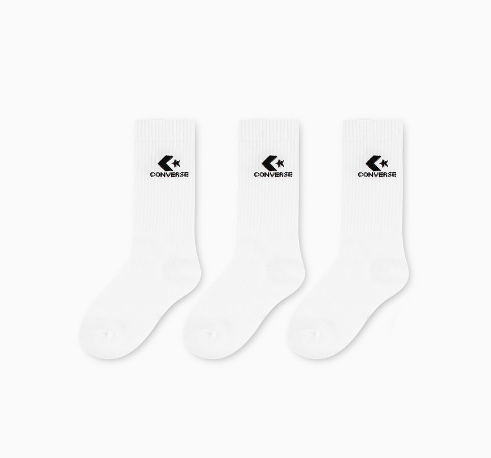 3-Pack Star Chevron Crew Socks White