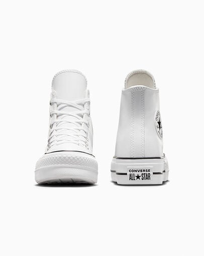 Chuck Taylor All Star Leather Platform White/Black/White, Heel View