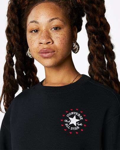 Sudadera Love Me Crew Neck Negro Converse, Detail View