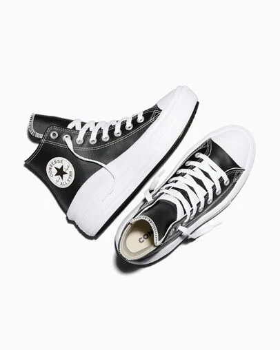 Chuck Taylor All Star Move Platform Foundational Leather Black/White/White, Angled View
