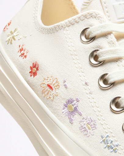 Chuck Taylor All Star Embroidered Floral Egret/Multi/Black, Detail Angle View