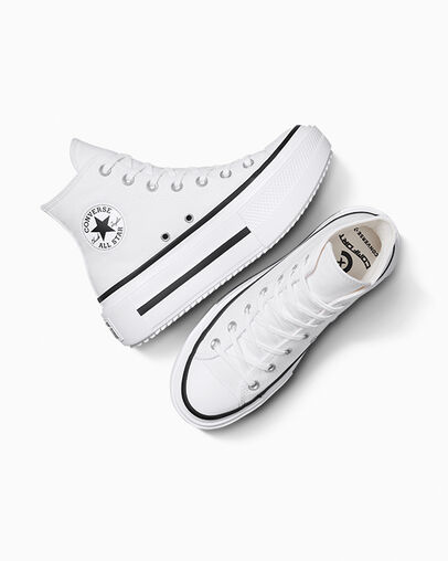 Chuck Taylor All Star Lift Double Stack Platform Canvas White/Black/White, Angled View