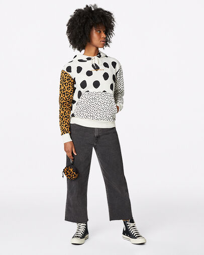 Leopard Fleece Circle Utility Pouch Leopard Fur/Converse Black