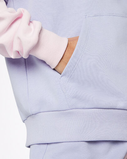 Colorblocked French Terry Pullover Hoodie Serene Sapphire Multi, Detail View