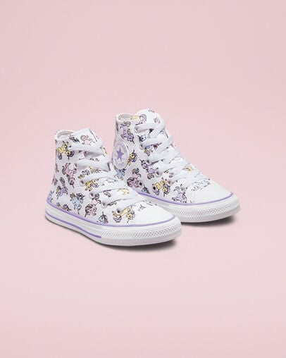 Chuck Taylor All Star Unicorns White/Moonstone Violet, Angled View