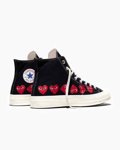 Converse x Comme des Gar&ccedil;ons PLAY Chuck 70 Multi Heart Black/High Risk Red/Egret, Heel View