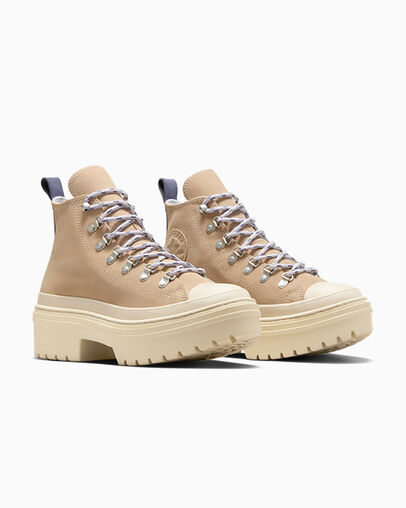 Chuck Taylor All Star Lugged Heel Waterproof Platform Warm Quarry/Miso Glaze, Top and Side View