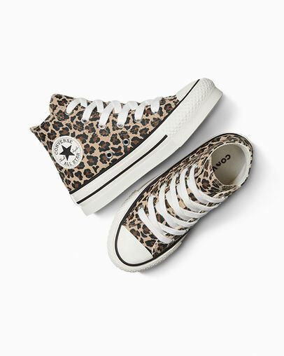 Chuck Taylor All Star EVA Lift Platform Leopard Warm Quarry/Vintage White, Angled View