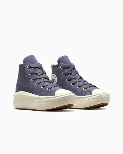 Chuck Taylor All Star Move Platform Suede Lavender Ash/Egret, Top and Side View