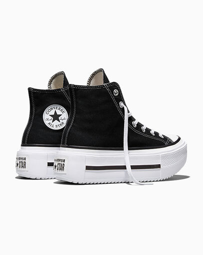 Chuck Taylor All Star Lift Double Stack Platform Canvas Black/White/Black, Heel View