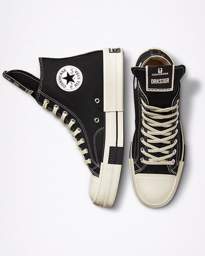 Converse x DRKSHDW DRKSTAR Chuck 70 Black/Egret/Black, Top and Side View