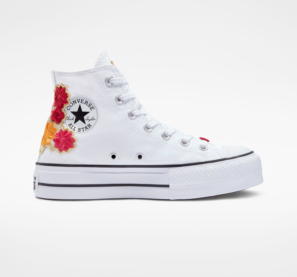 Chuck Taylor All Star Lift Platform Embroidered Flowers Fleurs brod&eacute;es