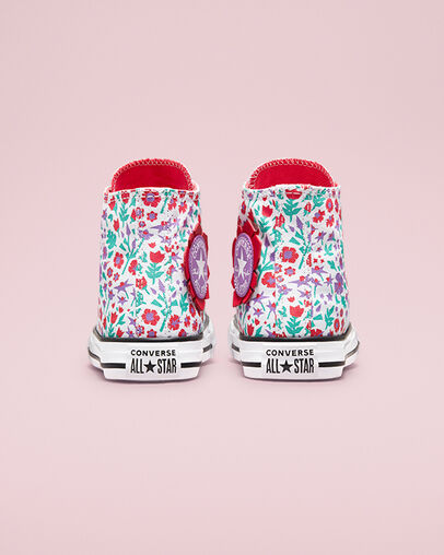 Chuck Taylor All Star Paper Floral White/Soft Red/Pixel Purple, Heel View