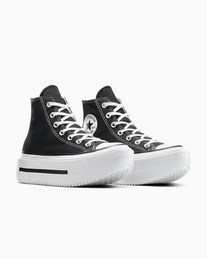 Chuck Taylor All Star Lift Double Stack Platform Canvas Zwart/Wit/Zwart, Top and Side View