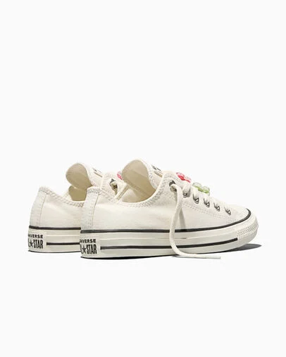 Chuck Taylor All Star Floral Accents Vintage White/Egret, Heel View