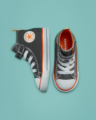Converse Color Easy-On Chuck Taylor All Star Viento de tormenta/Naranja magma/Blanco, Top and Side View