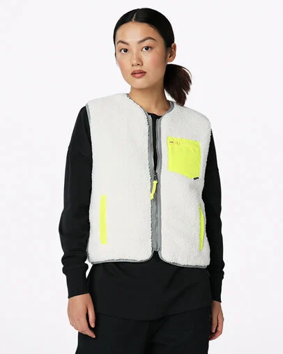 Wendbare Sherpa-Weste Limestone Grey Multi, Front View