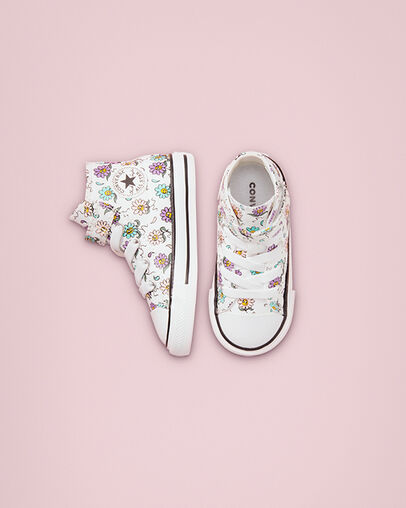 Chuck Taylor All Star Easy-On Friendly Floral White/Pixel Purple, Top and Side View