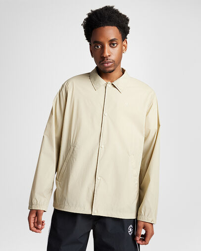 Ultra-Lightweight Andover Coaches Jacket Kaki p&acirc;le, Front View