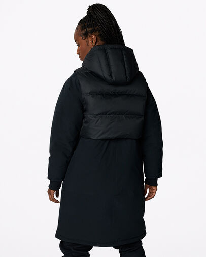 Convertible Long Down Jacket Negro Converse, Back View