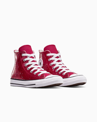 Chuck Taylor All Star Glitter Sporty Berry/White/Egret, Top and Side View