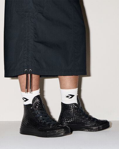 Chuck 70 Woven Leather Black/Black/Black, On Foot Shot 2