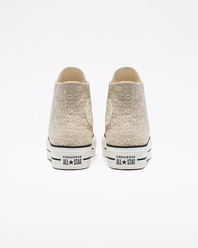 Canvas Broderie Platform Chuck Taylor All Star Farro/Marfil natural, Heel View