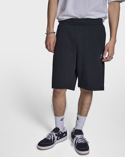 Embroidered Star Chevron Standard-Fit Shorts Black, Full Body View