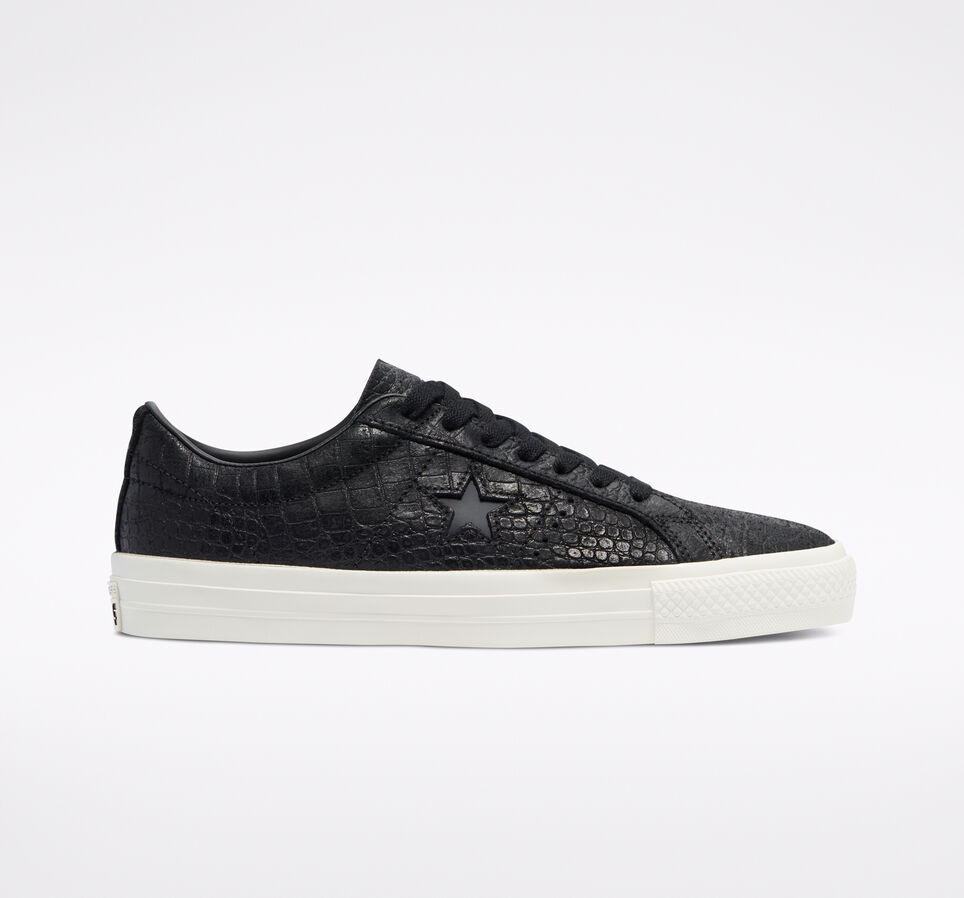 Converse CONS Croc Emboss One Star Pro Noir/Aigrette/Miel gomme
