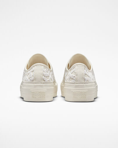 Chuck Taylor All Star Lift Platform Daisy Cord White/Egret/Egret, Heel View